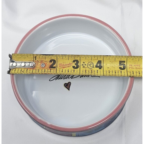 Vtg Laurel Burch Ceramic Cat Food Water Bowl Colorful Whimsical Cat Design 5-1/4 - Picture 10 of 13